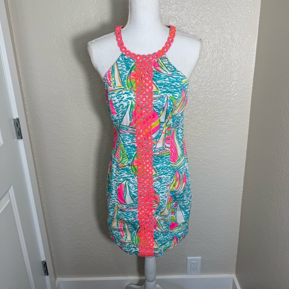 Lilly Pulitzer Sasha Shift Dress Pop Up U Gotta Regatta" Size 4 Resort Preppy - Picture 2 of 10